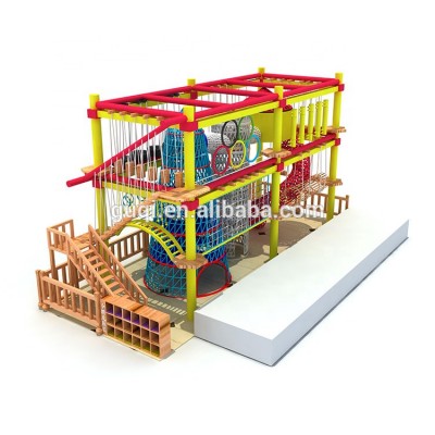 Amusement park ropes course adventure equipment with climbing net